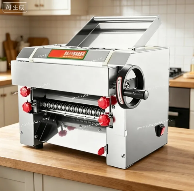 Automatic Noodle Machine 2-in-1 Pasta Maker, Adjustable Thickness Stainless Steel Dough Roller & Cutter 550W Electric