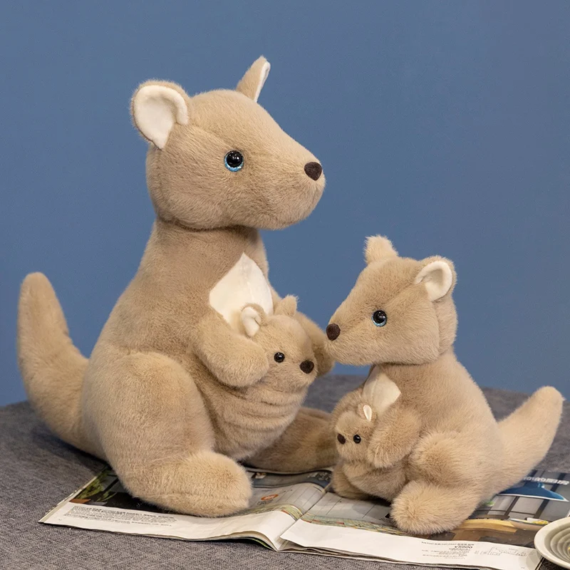 

22/35CM Mother and Child Kangaroo Plush Toys Lovely Animal Stuffed Soft Toys Cute Kangaroo Doll