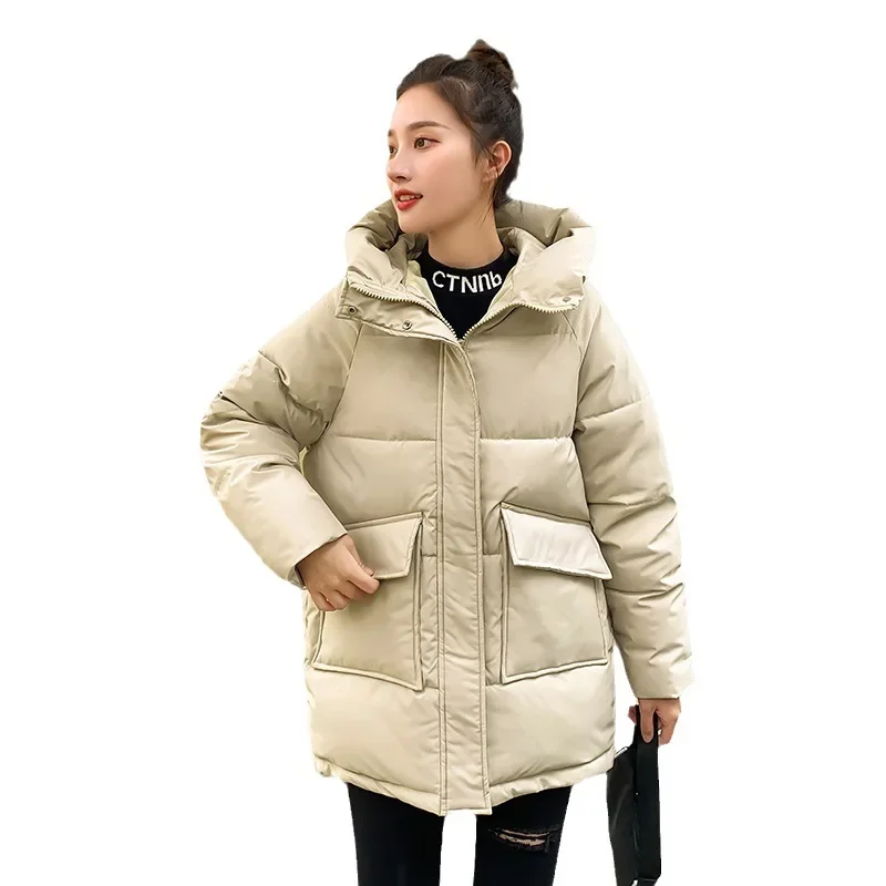 Cotton Coat Women 2025 Winter New Fashion Casual Hooded Parkas Jacket Korean Loose Thick Warmth Coat Clothing