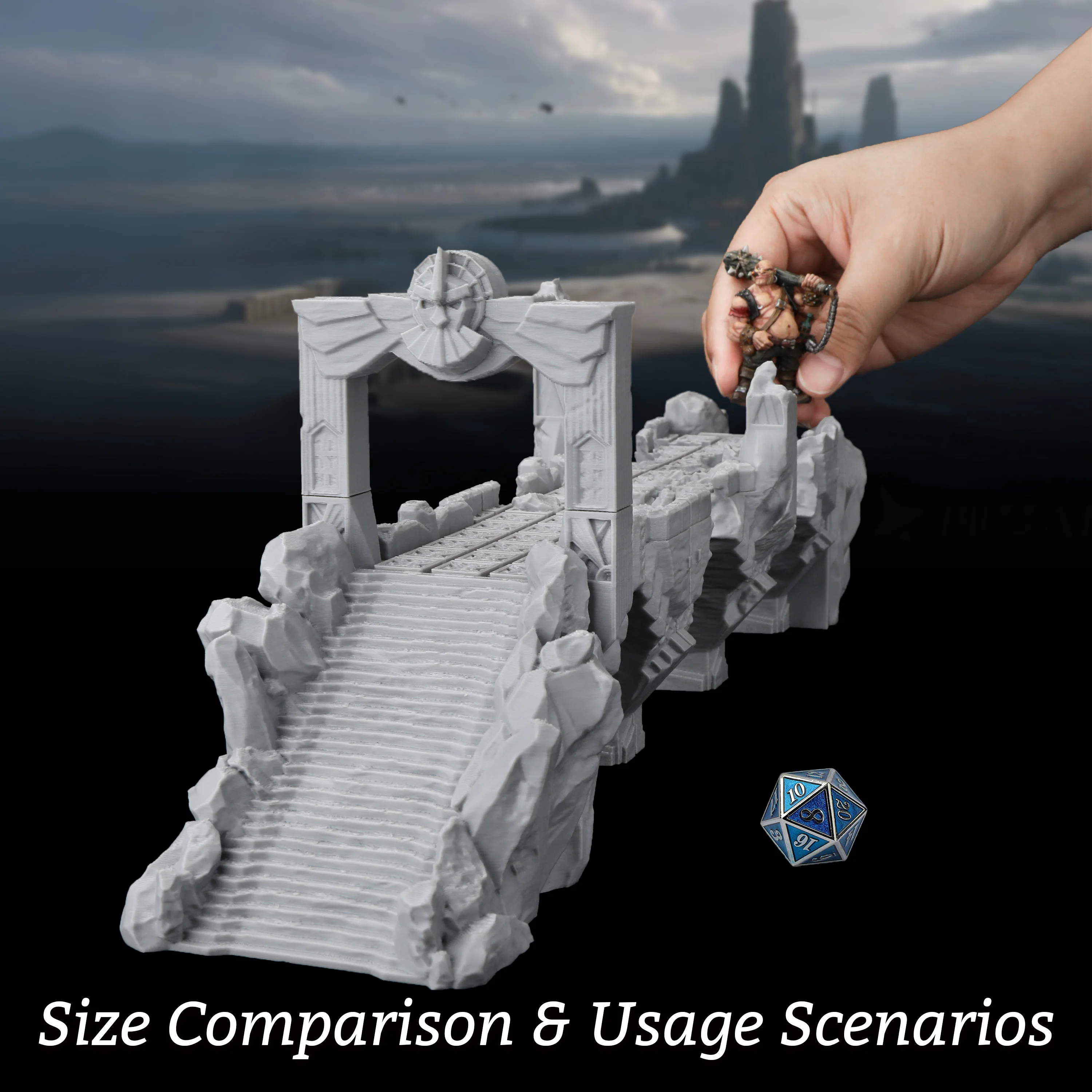 Dwarven Bridge Terrain Set – Ancient Archway Stone Ruins for TTRPG Skirmish Games, Strategic Chokepoint Scenery Builds