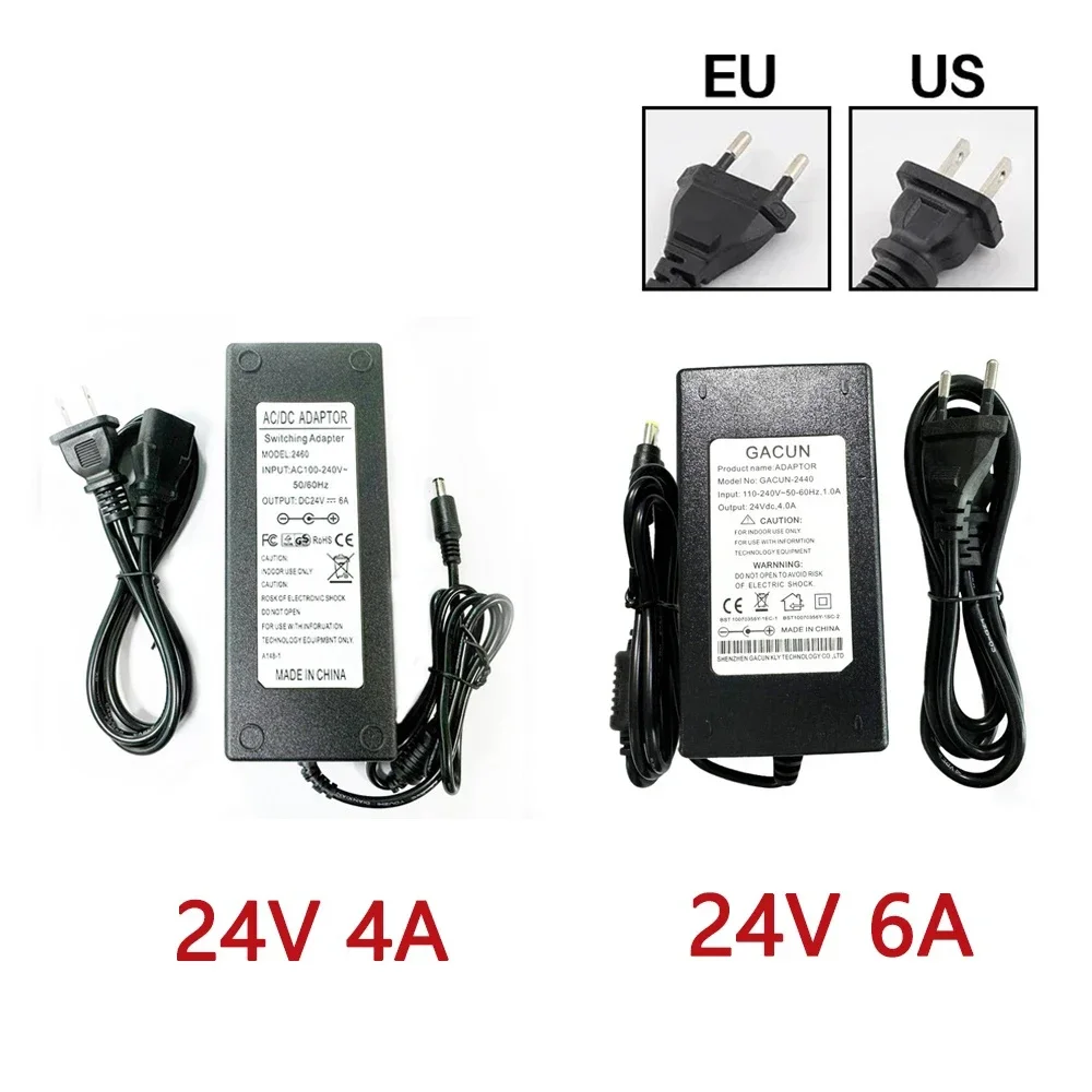 

AC 110V-240V To DC 24V 4A 6A Universal Power Adapter Supply Charger Converter Switch EU US Transformer LED Driver For LED Strip