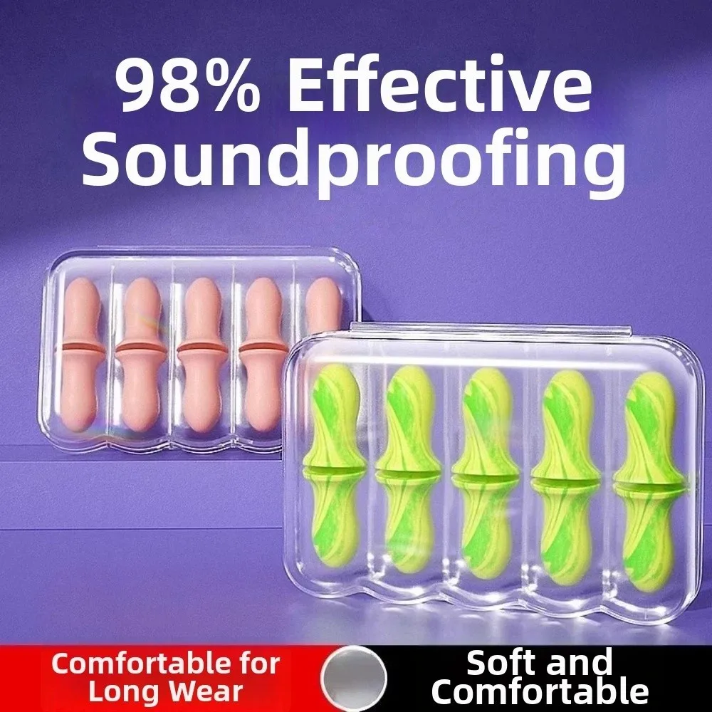 

10Pcs/Box Reusable Anti-Noise Earplugs Soft Foam Slow Rebound Soundproof Earplugs Anti-Tinnitus Comfortable Fit
