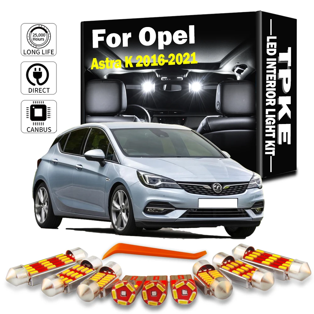 TPKE 13Pcs LED Interior Map Dome Light Kit For Opel Vauxhall Astra K 2016 2017 2018 2019 2020 2021 Indoor Lamp Car Accessories