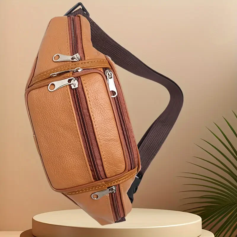 حقيبة خصر رجالية جديدة لعام 2025، حقيبة كتف، حقيبة صدر، حقيبة كروس رياضية عصرية من الجلد الناعم #4