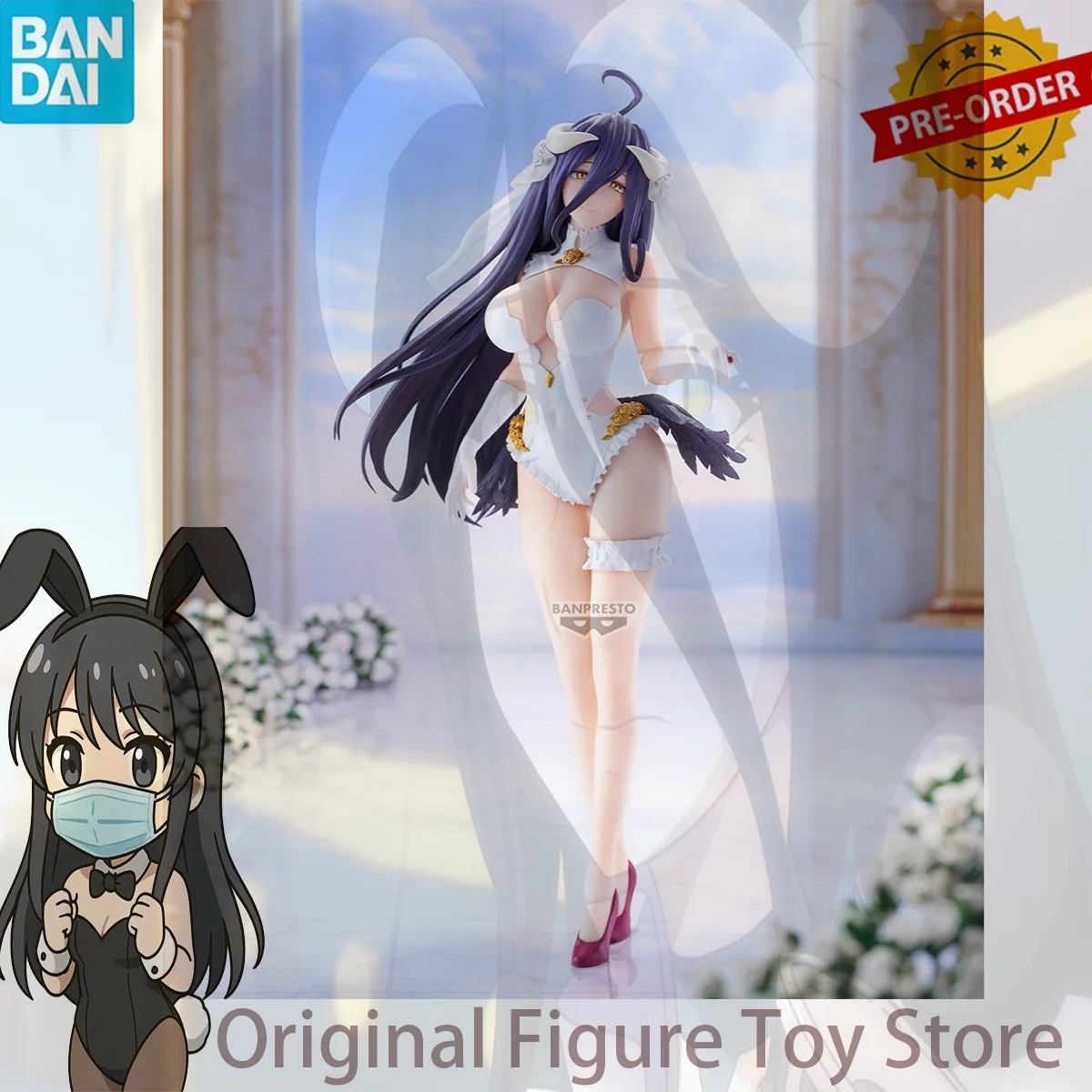 

Оригинальная свадебная версия Bandai BANPRESTO OVERLORD Albedo GLITTER&GLAMOURS. ПВХ аниме фигурки модель коллекция игрушек