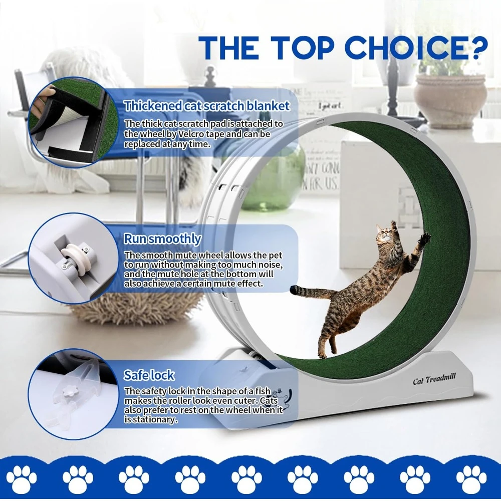 Cat Treadmill Wheel Exerciser for Kitty’s Longer Life Interesting Products Cat Running Wheel With Carpeted Runway Cats Toys Pet