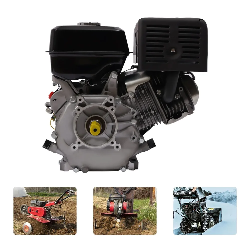 4-Stroke Gasoline Engine, 15HP 420CC Go Kart Gas Engine Manually Starting OHV Motor 3600rpm for Micro-Tillers, Cleaning Machines