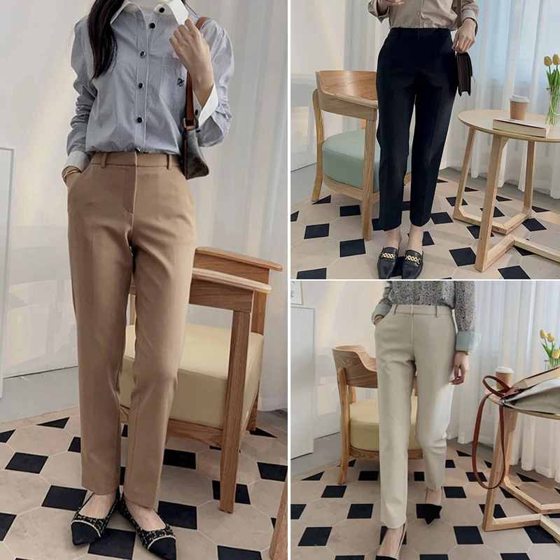 

Оригинальные люксовые брюки премиум-класса! Женские эластичные брюки-капри с завышенной талией, 4 цвета, простые, элегантные, повседневные, трендовые