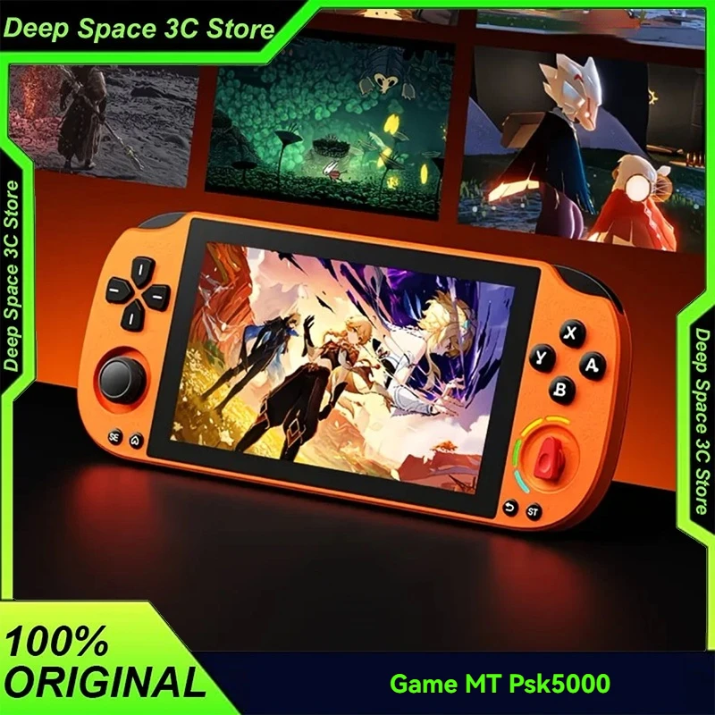 

Игровая консоль Game MT PSK5000 Retro: Классическая портативная приставка с HD-экраном 5 дюймов FHD 1080P, джойстиком Hall и 8-ядерным процессором