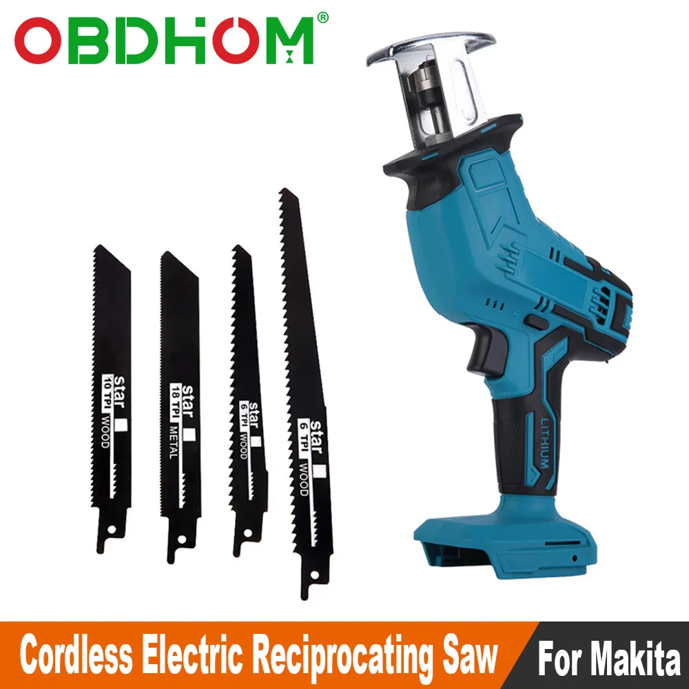 

Cordless Electric Reciprocating Saw Handheld Wood Metal Cutting Sawing Portable Lithium Battery Saber Saw Power Tool For Makita