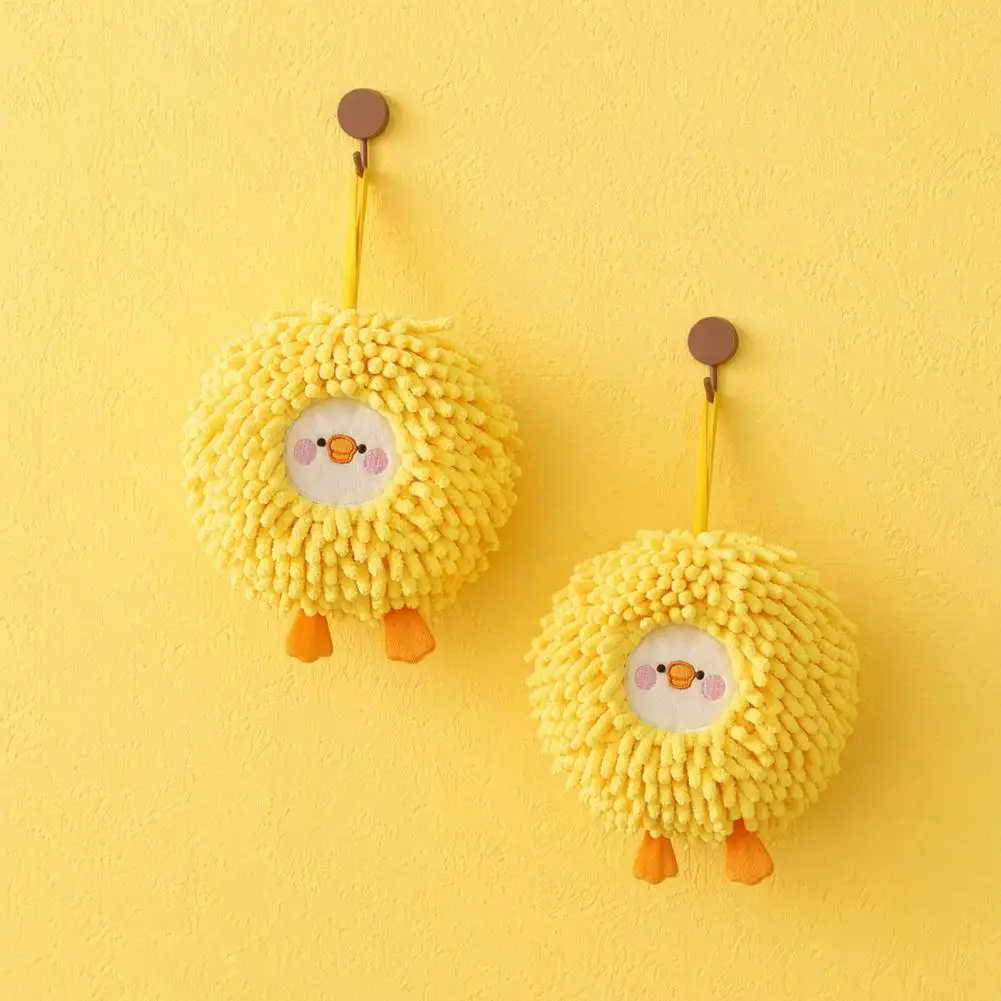 Bathroom Hand Towel Cute Chenille Hand Towel with Hanging String Super Absorbent Coral Fleece Kitchen Towel Quick Dry Bathroom