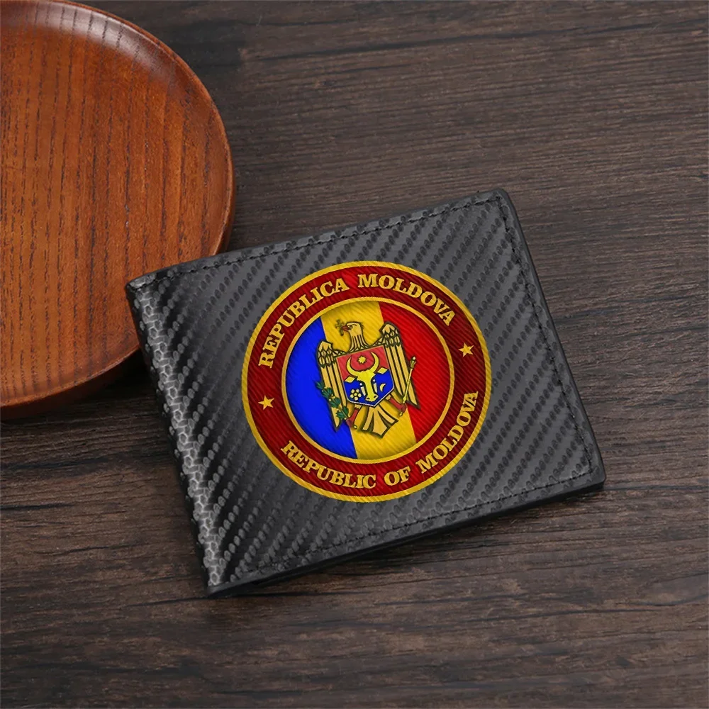 Coat of arms eagle flag Moldova Men's Wallets Simple Business Modern Stylish Printing Design Gifts For Father Boyfriend Christma