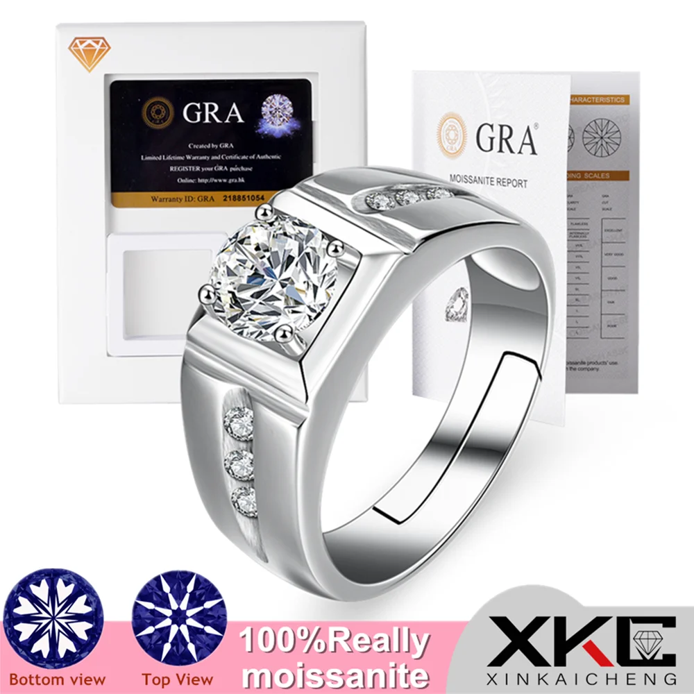 GRA moissanite ring, men's business badass ring, one-carat jewelry, jewelry gift