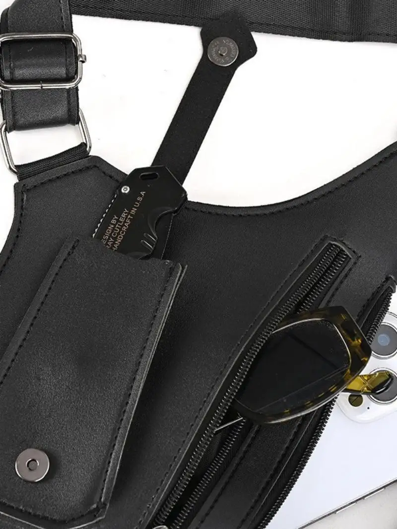 Bolsa de Pesca Táctica HOMEFISH con Doble Correa para el Hombro, Impermeable, de PU, con Múltiples Bolsillos, Anti-Robo, Multiusos