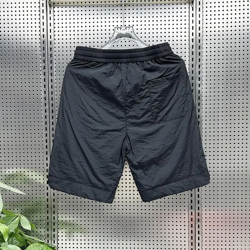 Men\'s Clothing Summer Solid Color Gauze Drawstring High Waist Pockets Elastic Casual Fashion Retro Loose Sweatpants Shorts