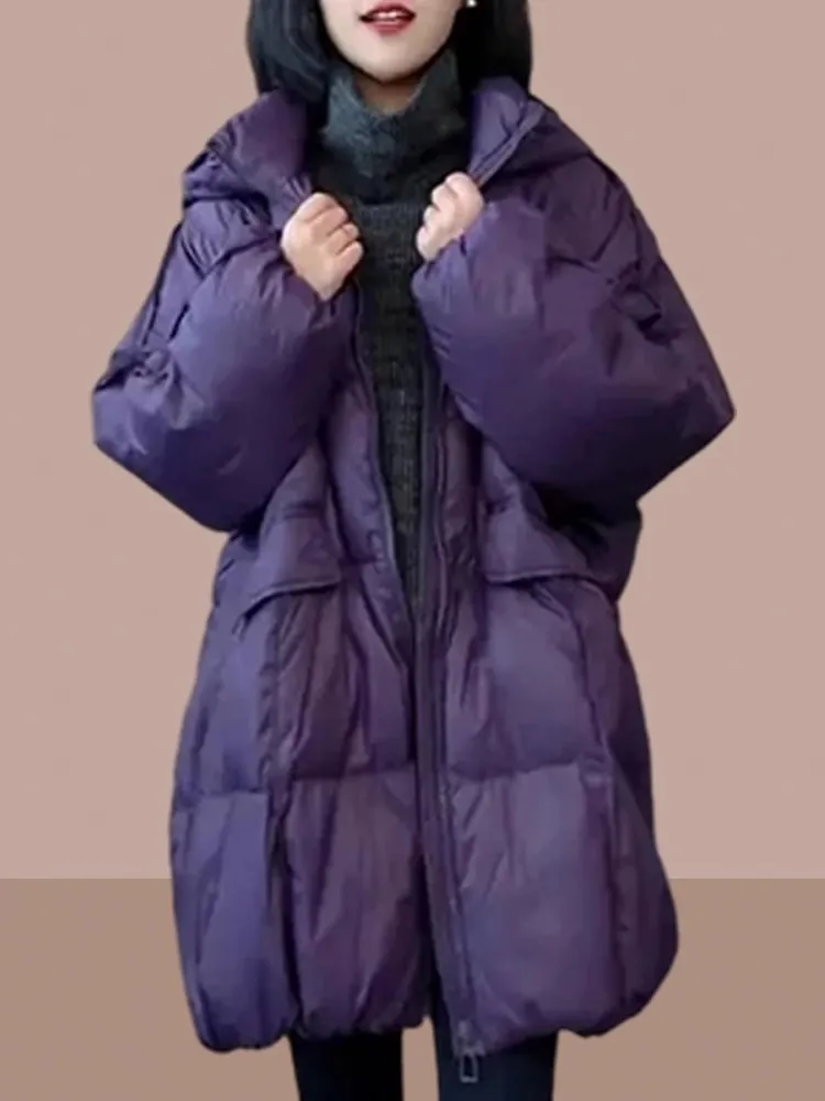 

Утепленная хлопковая куртка для женщин среднего и старшего возраста, осенне-зимняя модная верхняя одежда в корейском стиле с капюшоном