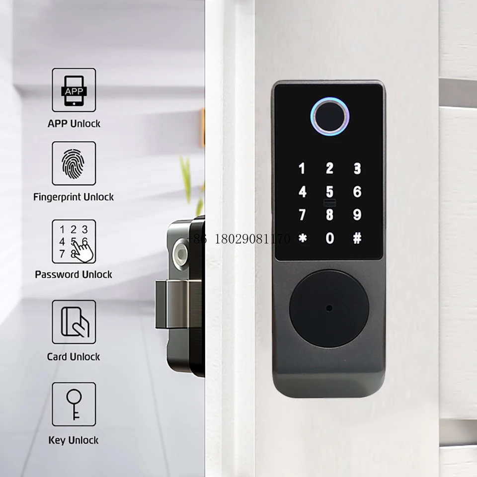 

TTLock Smart Digital Electronic Door Lock for Glass Door IP65 Waterproof Tuya Smart Gate Lock Keyless Fingerprint & Wifi Control