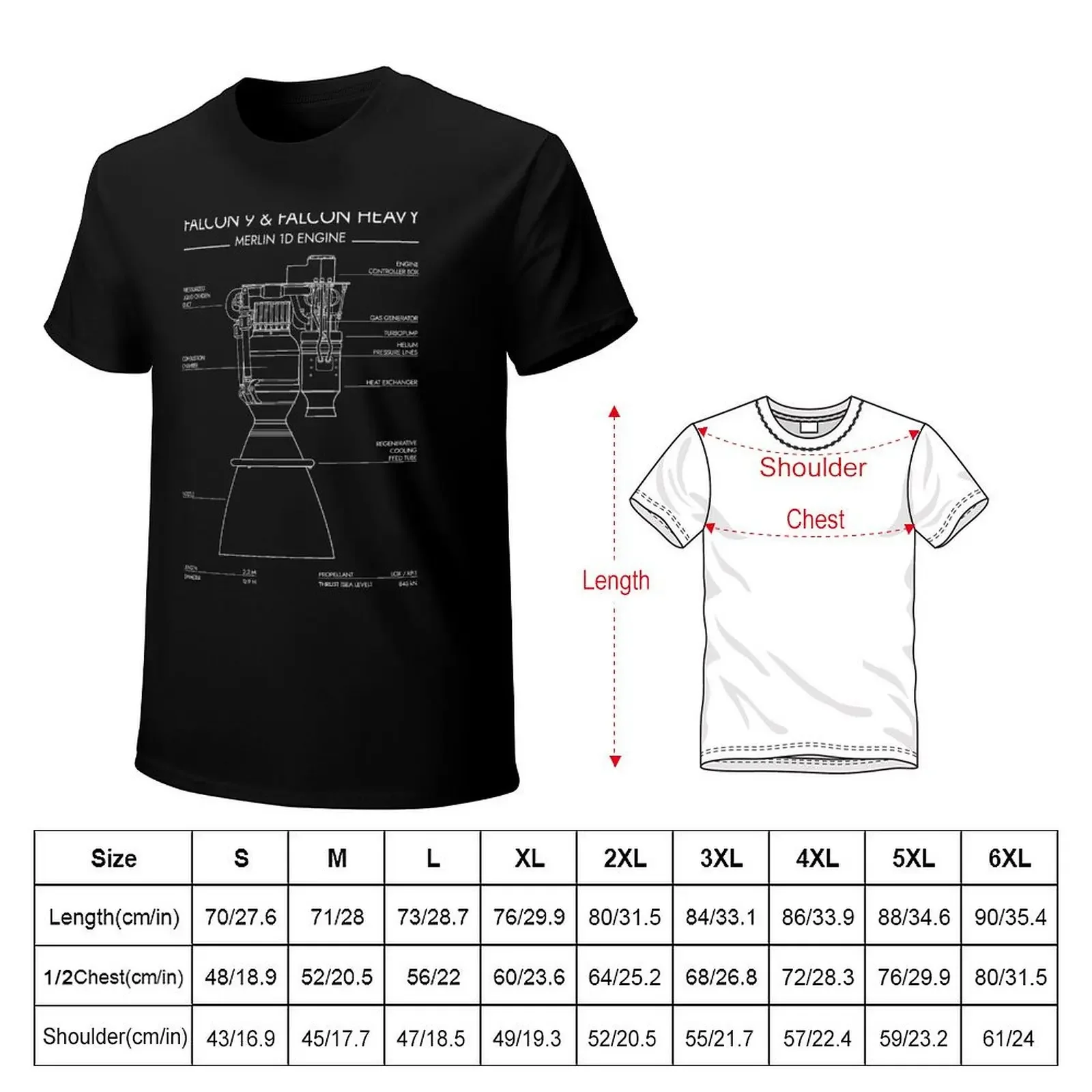 Merlin 1D Engine. Falcon 9 & Falcon Heavy Rocket (White Stencil - No Background) T-shirt cute tops men t shirts