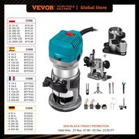 VEVOR Wood Router Wood Trimmer Machine Electric Hand Trimmer 30000RPM Power Carpentry Tool Woodworking Trimming Grooving Carving