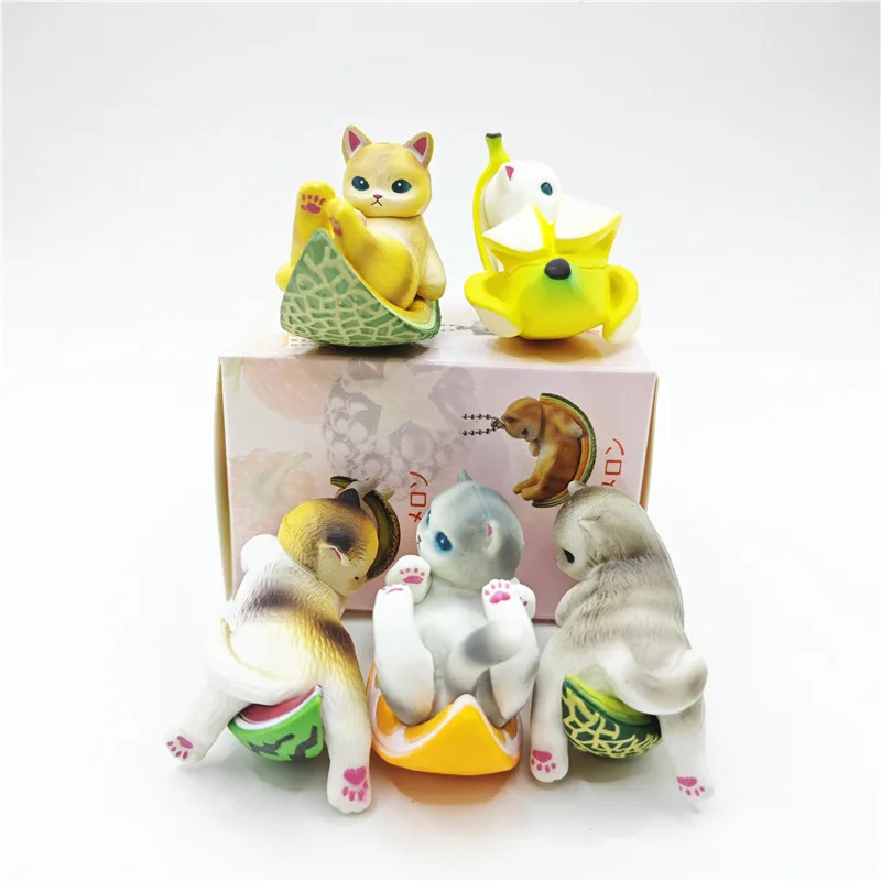 Cute Fruit Cat Figure Toy in Banana for Collectors and Kids Adorable Cat Doll Figurine
