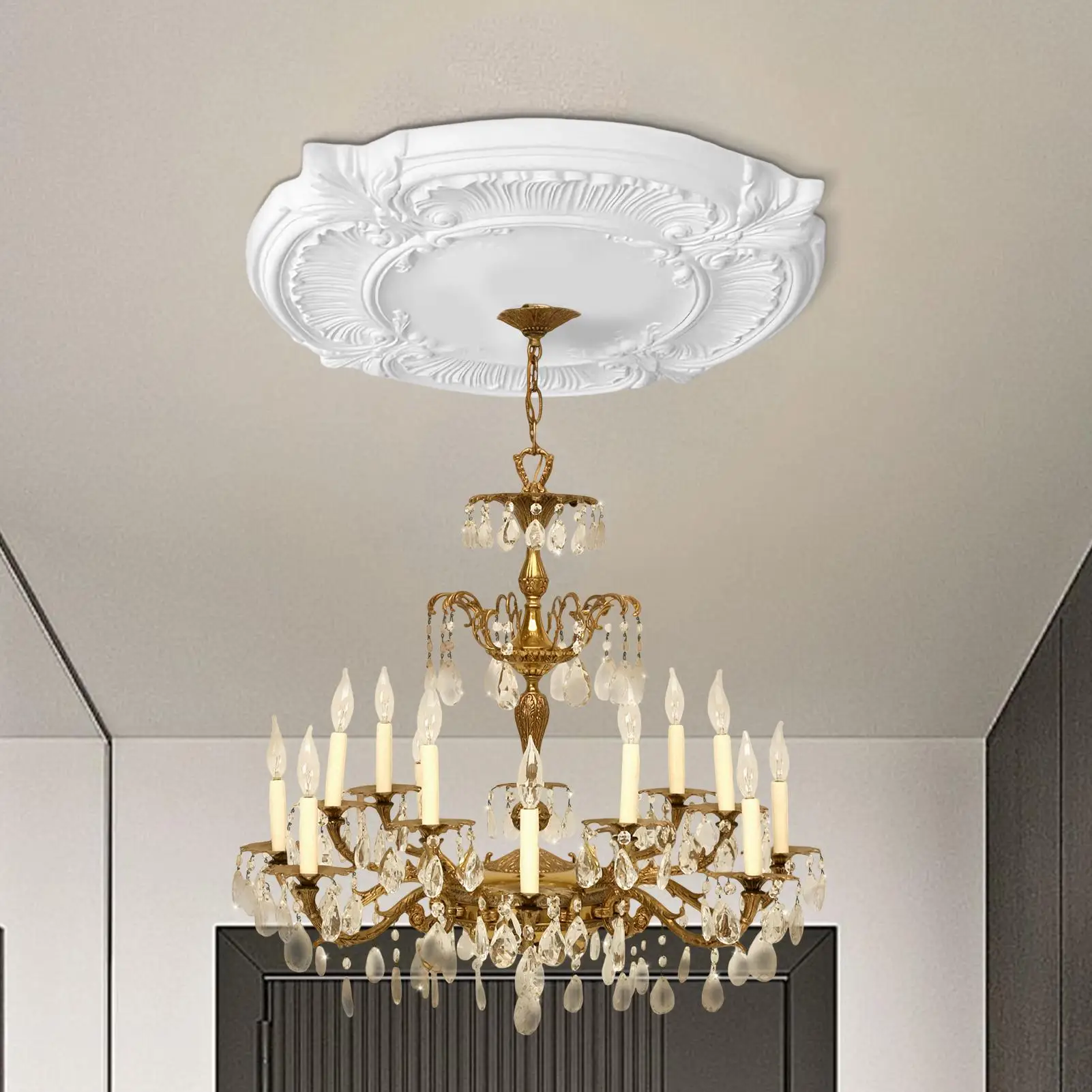 

Home Lighting Ceiling Medallions Decorative Ceiling Medallion With Light Hole Elegant European Safe Decoration For Homeowners