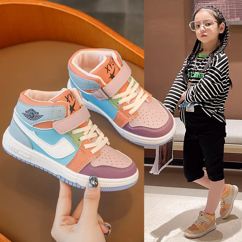 2024 New Children Casual Shoes Four Seasons Kids Single Sneaker Basketball Sports Shoes Boys Girls Sneaker Board Shoes