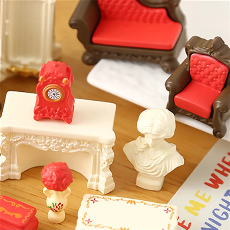 Miniature 1/12 Dollhouse Furniture; Living Room Scene Set up; Pretend Play Toy Decor