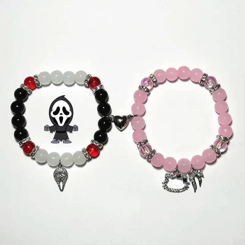 Mode Schädel Rosa Katze Paar Perlen Armband Tv Mädchen Passende Armbänder Wer Really Cares Album Inspirierte Armbänder Schmuck Geschenke