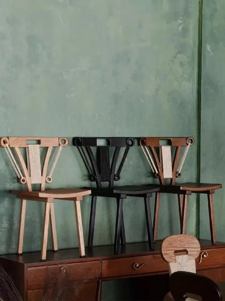 Designer retro solid wood dining home special-shaped dining medieval silent wind chairs sales department back chairs