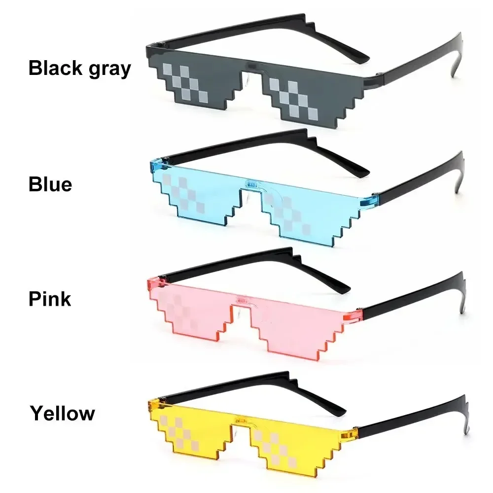 Mosaic Sunglasses Cool Party Vintage Shades Eyewear For Men Pixelated Sunglasses Black Funny Women Glasses Amagi