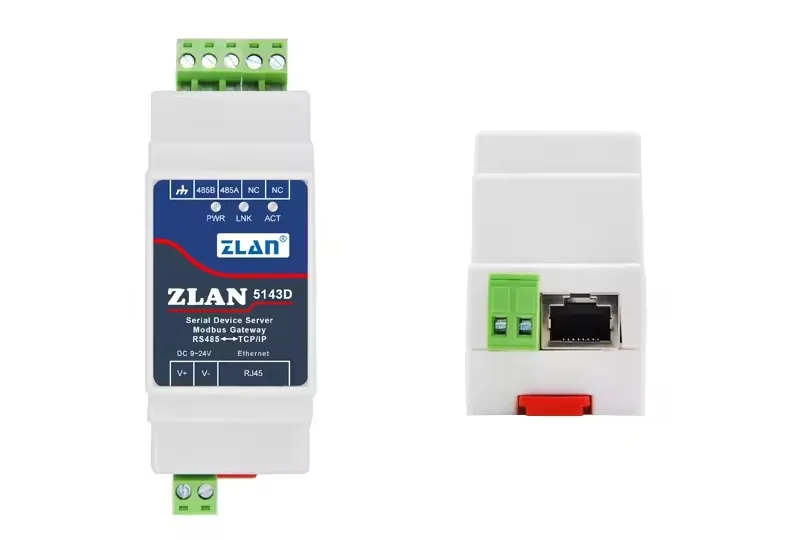 ZLAN5143D DIN-Rail Industrial Serial Device Server RS485 to Ethernet / TCP / IP to Serial / MQTT & Modbus Gateway  IOT Device