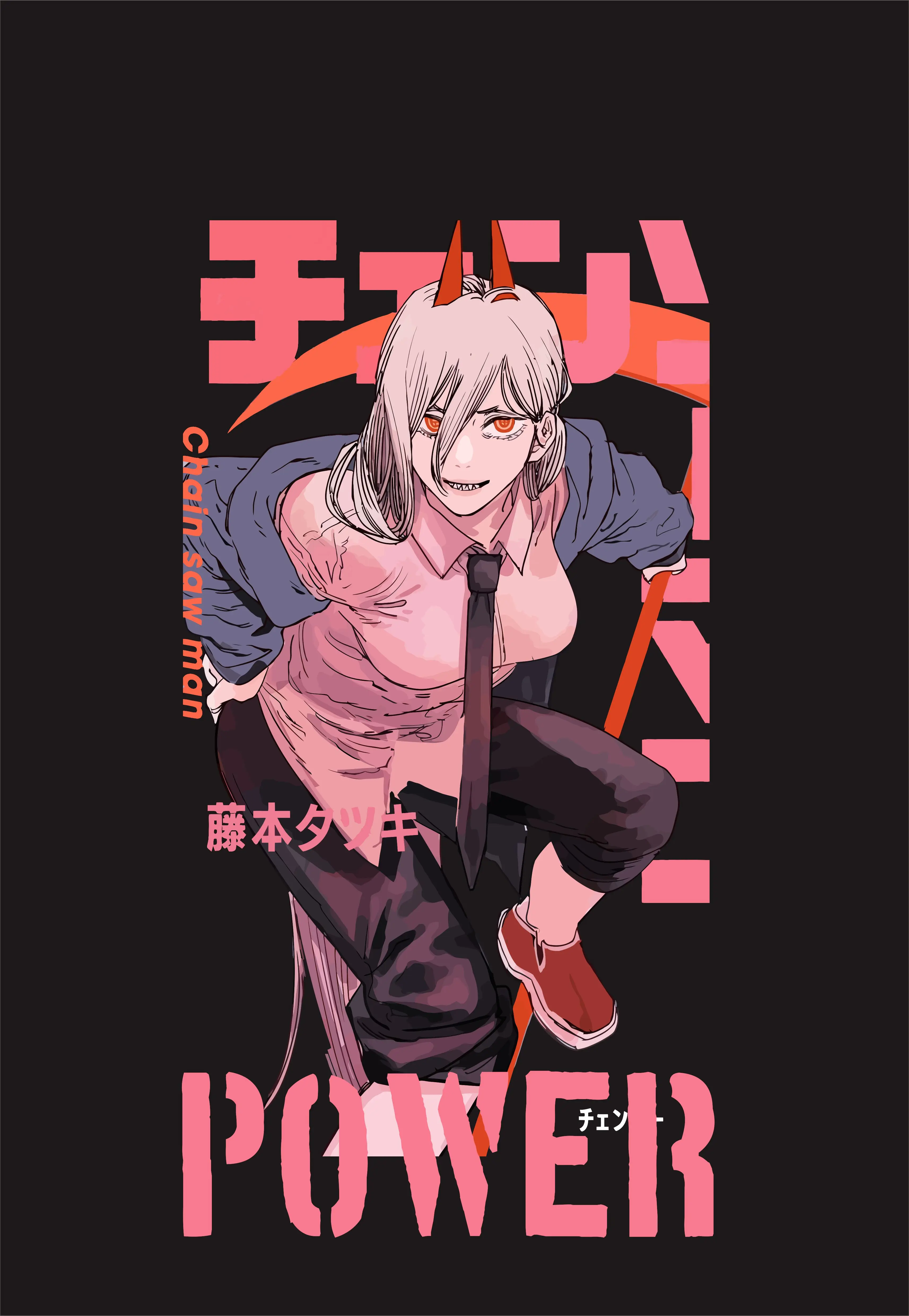 Baju Anime CHAINSAWMAN WAIFU POWER CM03# Kaos Anime KEREN