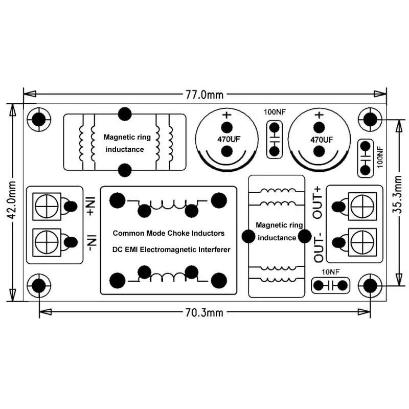 DLHiFi 2A 4A 10A 20A DC LC Filter filtro EMI EMC FCC filtro di potenza ad alta frequenza per amplificatore di potenza HiFi per auto 12V 24V