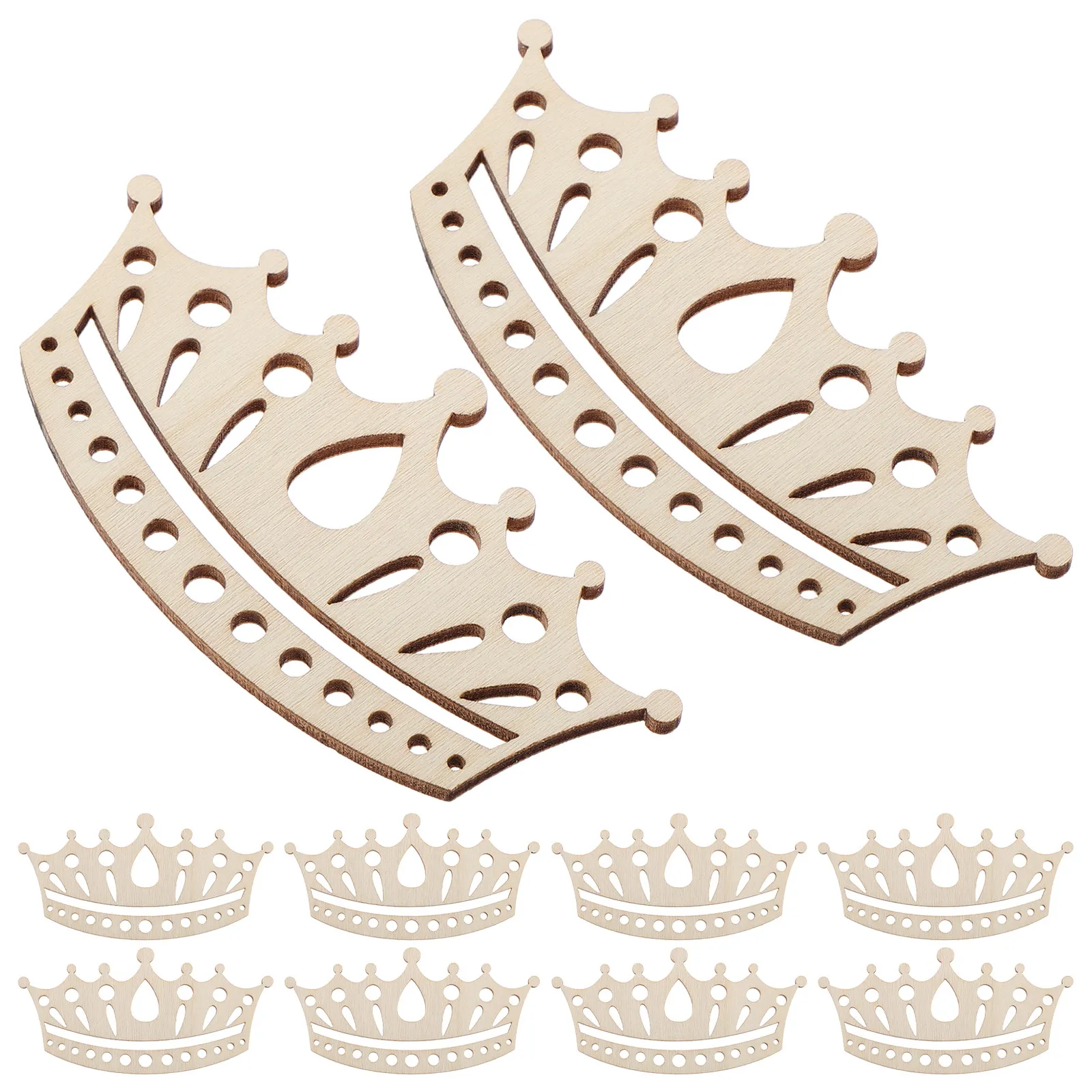 10Pcs DIY Wooden Crown Craft Kit for Kids Painting Decorating Educational Creative Activity Enhances Imagination Fine Motor