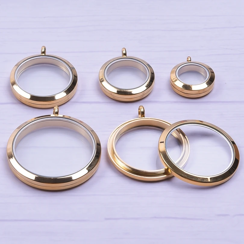 10Pcs/Lot Stainless Steel Round Glass Memory Floating Picture Locket Pendant Clear Twist Coin Medaillon Women подвеска Jewelry