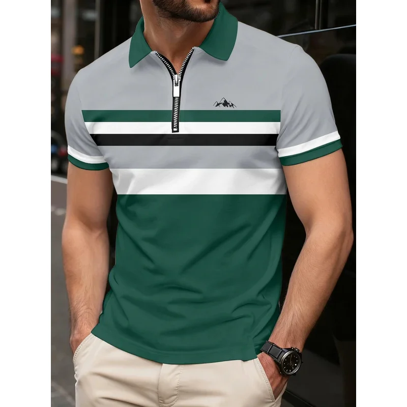 

Summer men's short-sleeved polo casual, breathable and comfortable spiced shirt polo zipper T-shirt dropshipping