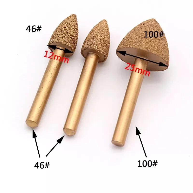 Brazing Diamond Die Grinder Bits - 1/4'' Shank, 1Pcs, Coarse (46 Grit)/Fine (100 Grit) for Engraving, 12-25mm Diameter Selection