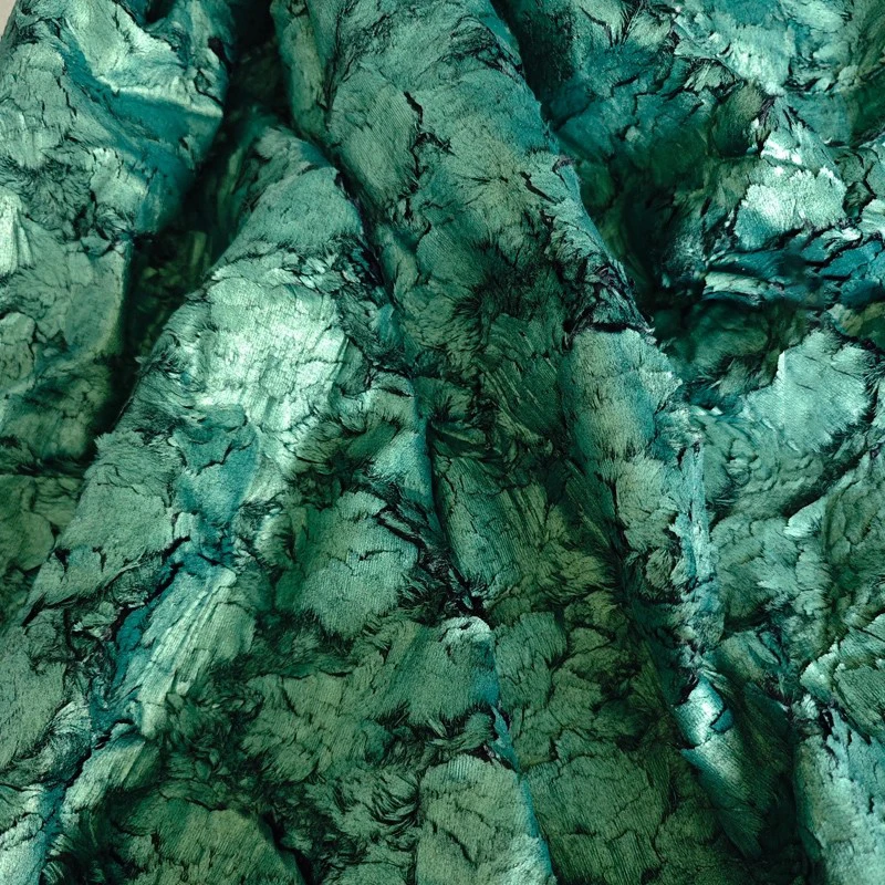 

1yard Designer Fashion Creative Stage Tops Fabrics for sewing Irregular imitation fur with cracked hot stamping texture fabric
