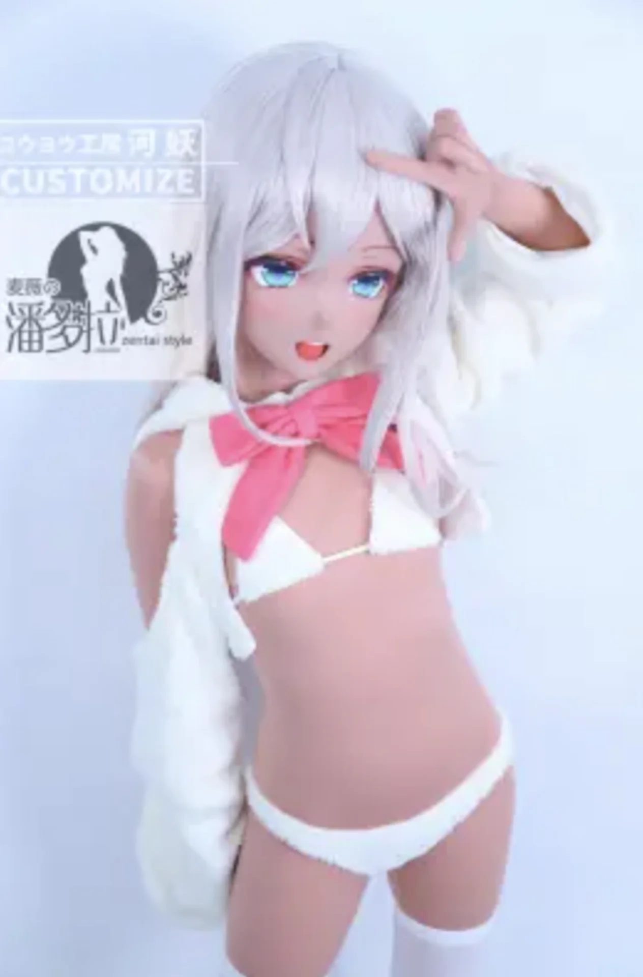 Customize cosplay crossdress second skin body suit with With Cleavage Line Breast Form B-F Cup kigurumi zentai suit