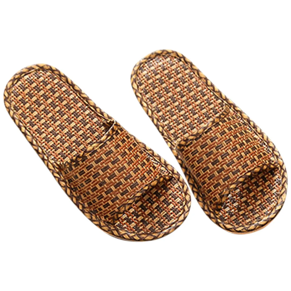 

Плетеные сандалии 37/38, темно-коричневые домашние туфли на подошве из ПВХ, женские и мужские летние удобные легкие гостевые тапочки с виноградной лозой и травой