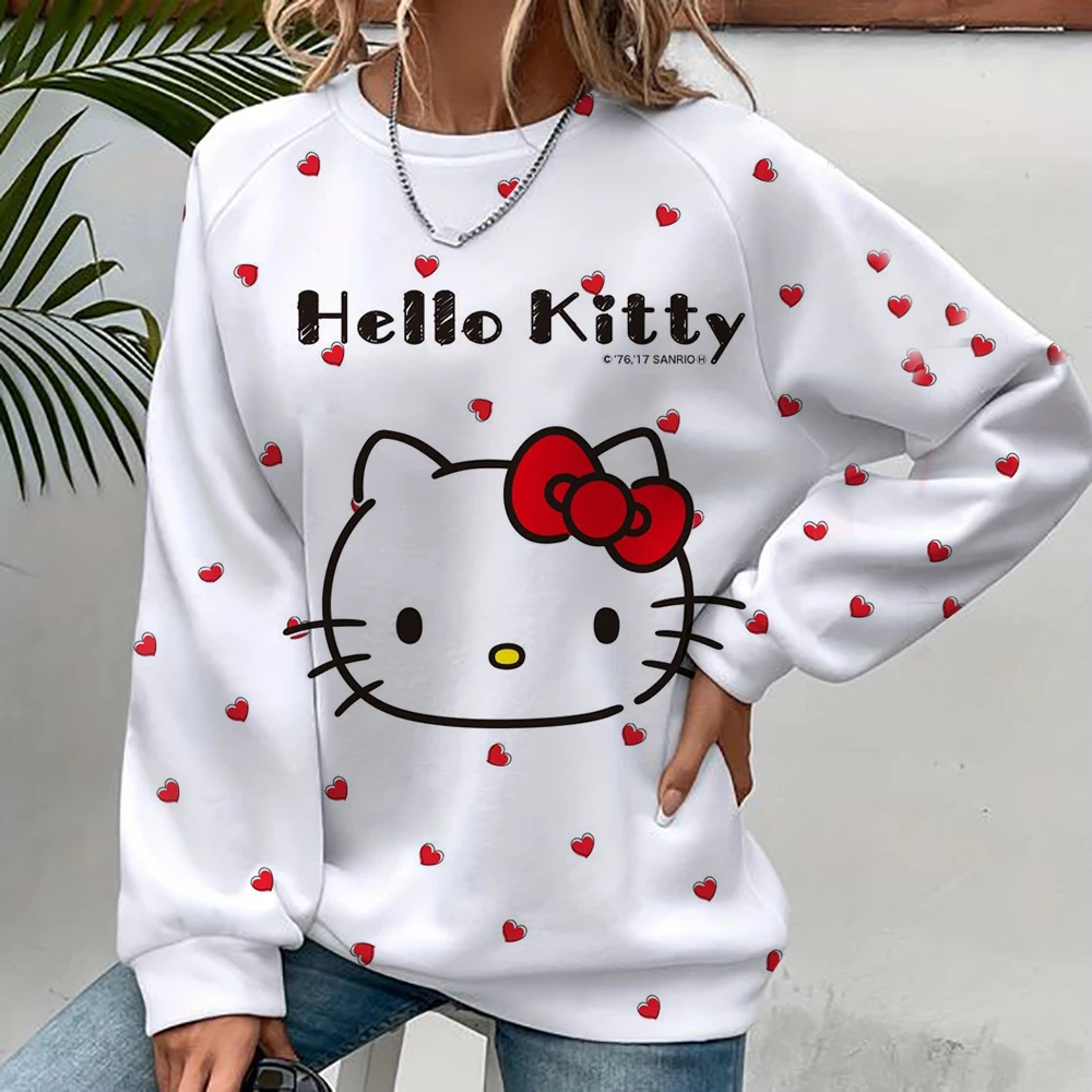 Harajuku Female Clothing Pullover Fashion Autumn And Winter HELLO KITTY Print Woman Hoodie Casual Women Long-sleeved Sweatshirt