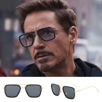 Tony Stark Óculos Homens Mulheres Óculos de Sol Homem de Ferro Óculos Steampunk Óculos de Sol Masculino
