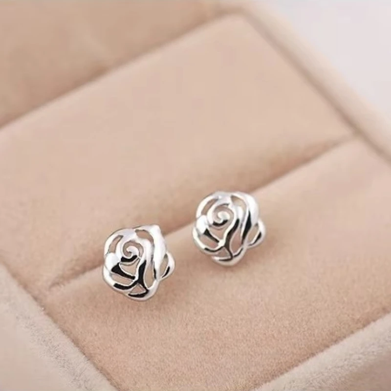925 Sterling Silver Zapobiegaj alergiom róże Brincos Kolczyki sztyfty dla kobiet Kolczyki ślubne Biżuteria Akcesoria — zdjęcie 4