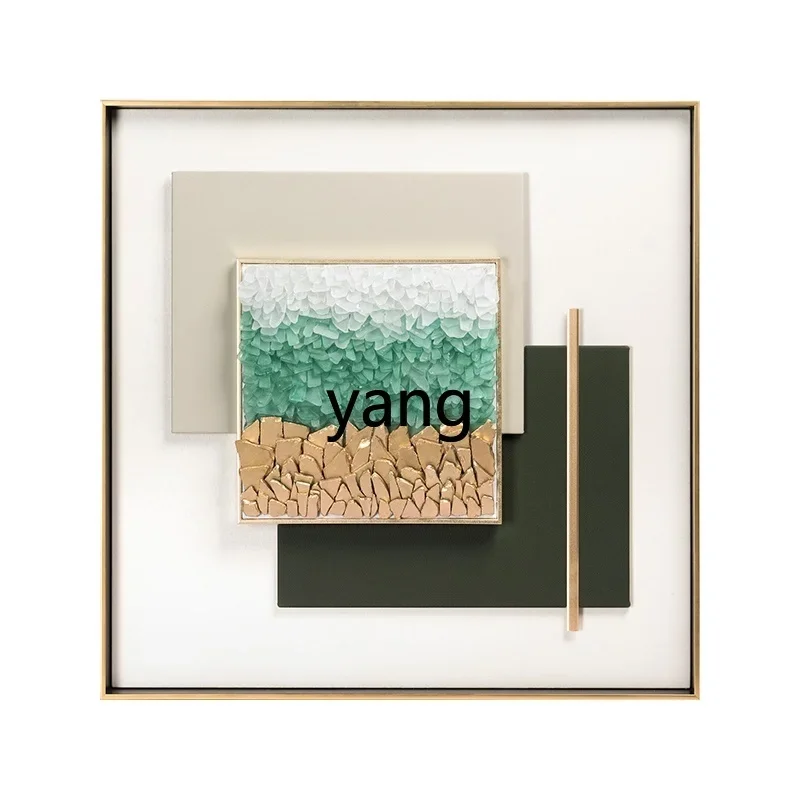 LTT abstract handmade sea glass collage three-dimensional hanging picture model room decorative painting
