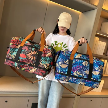 Sac de voyage imprimé pour femmes, sac à main de Fitness, séparation sèche et humide, Extensible, étanche, sport, natation, Yoga, grande capacité, sac à bagages