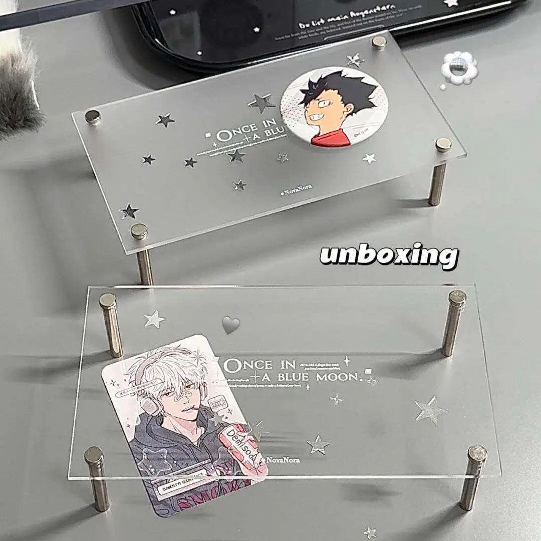 Clear Transparent Acrylic Display Stand, Multi-size Elevated Storage Tray with Metal Legs, Ideal for Kpop Photocards and Goods