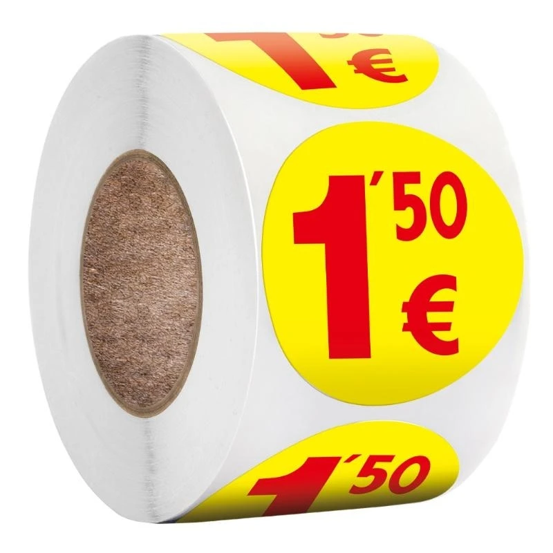 367A 500pcs بيع المرآب ملصقات صلاها التسميات 1.25/1.5 يورو ملصقات تسعير مستديرة لسوق السلع المستعملة