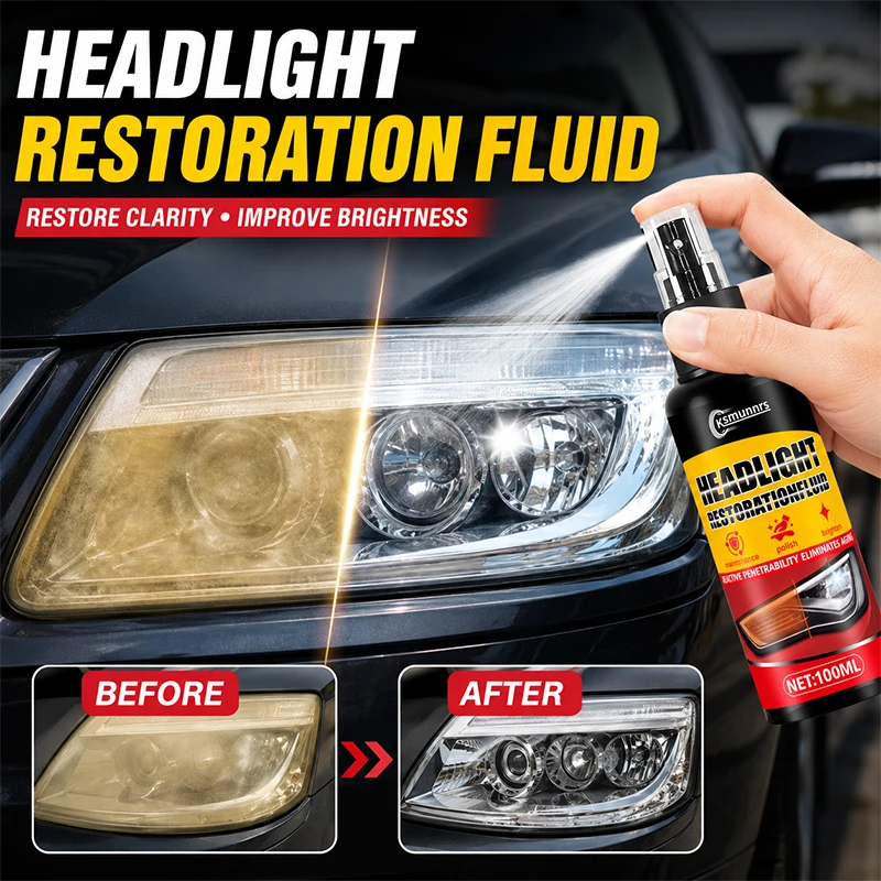 Professional Car Headlight Restoration Spray, Easy-to-Use Oxidation Yellowing and Haze Remover for Clear Lens Repair
