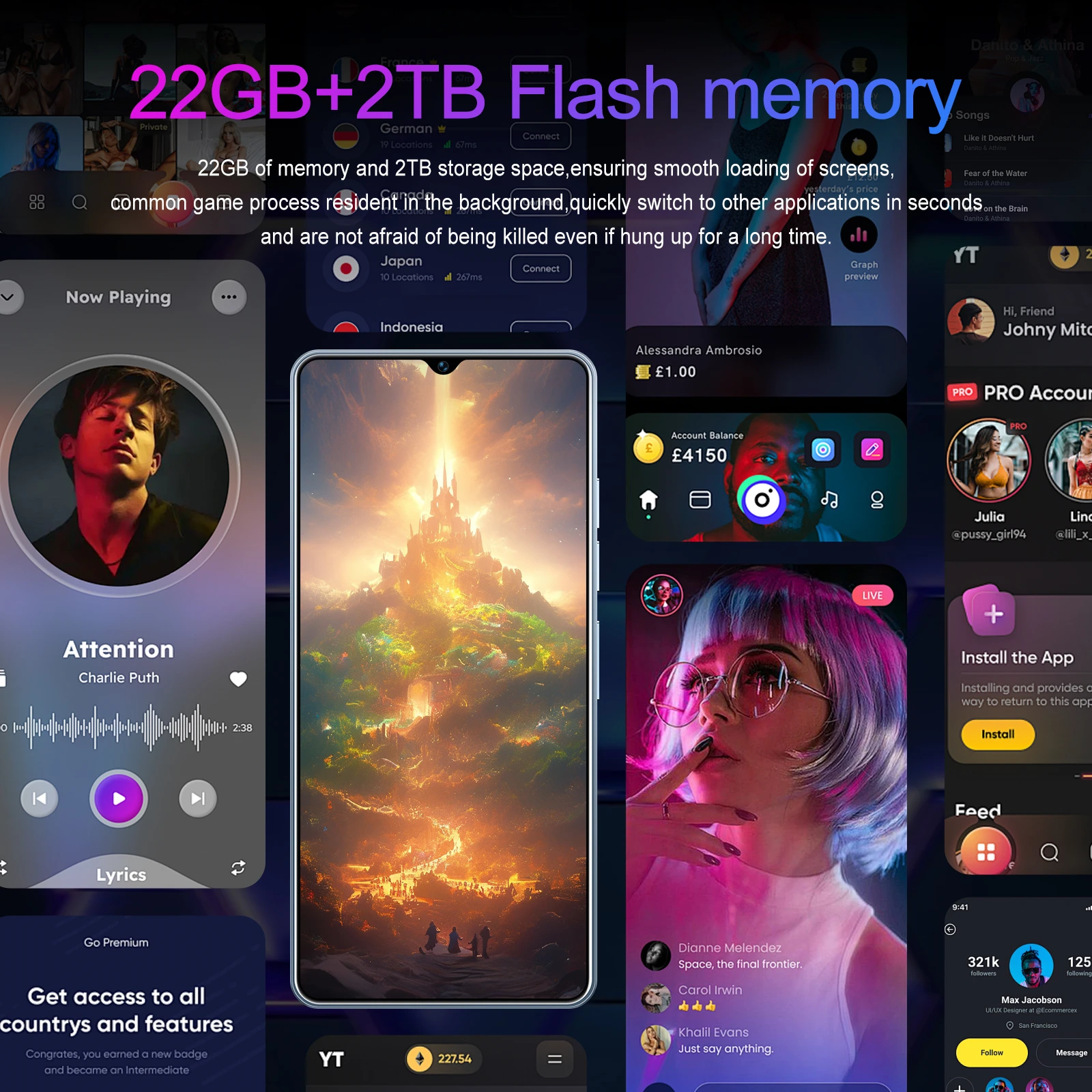 Teléfono Inteligente GT20 Pro versión global, Smartphone de 16GB + 1TB, 7,3 pulgadas, batería de 7150mAh, cámara de 108MP, desbloqueado facial, 5G