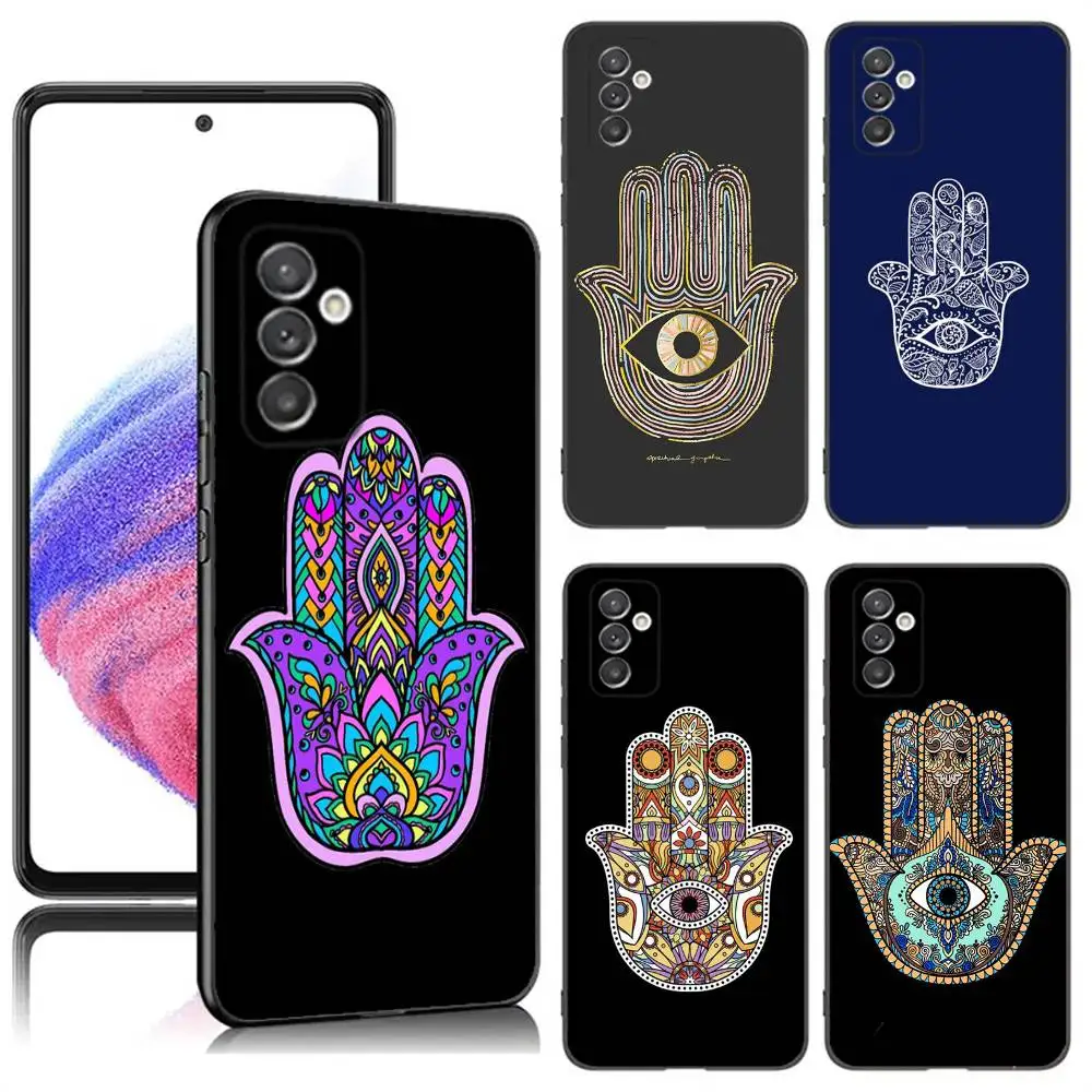 

Hamsa Hand of Fatima Phone Case For Samsung S24,23,22,30,21,10,9,Ultra,Plus,Lite,FE,5G Black Soft Case